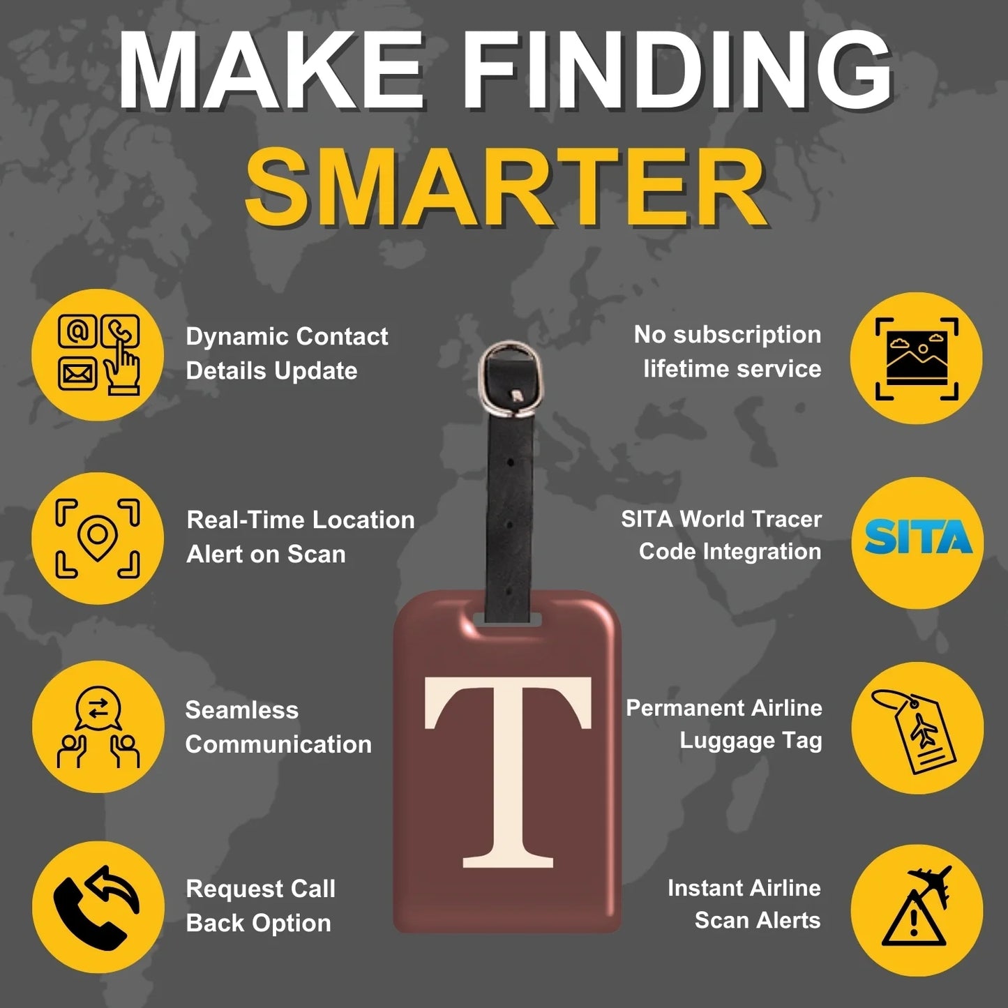 Initials Bag tag T  [pack 2]