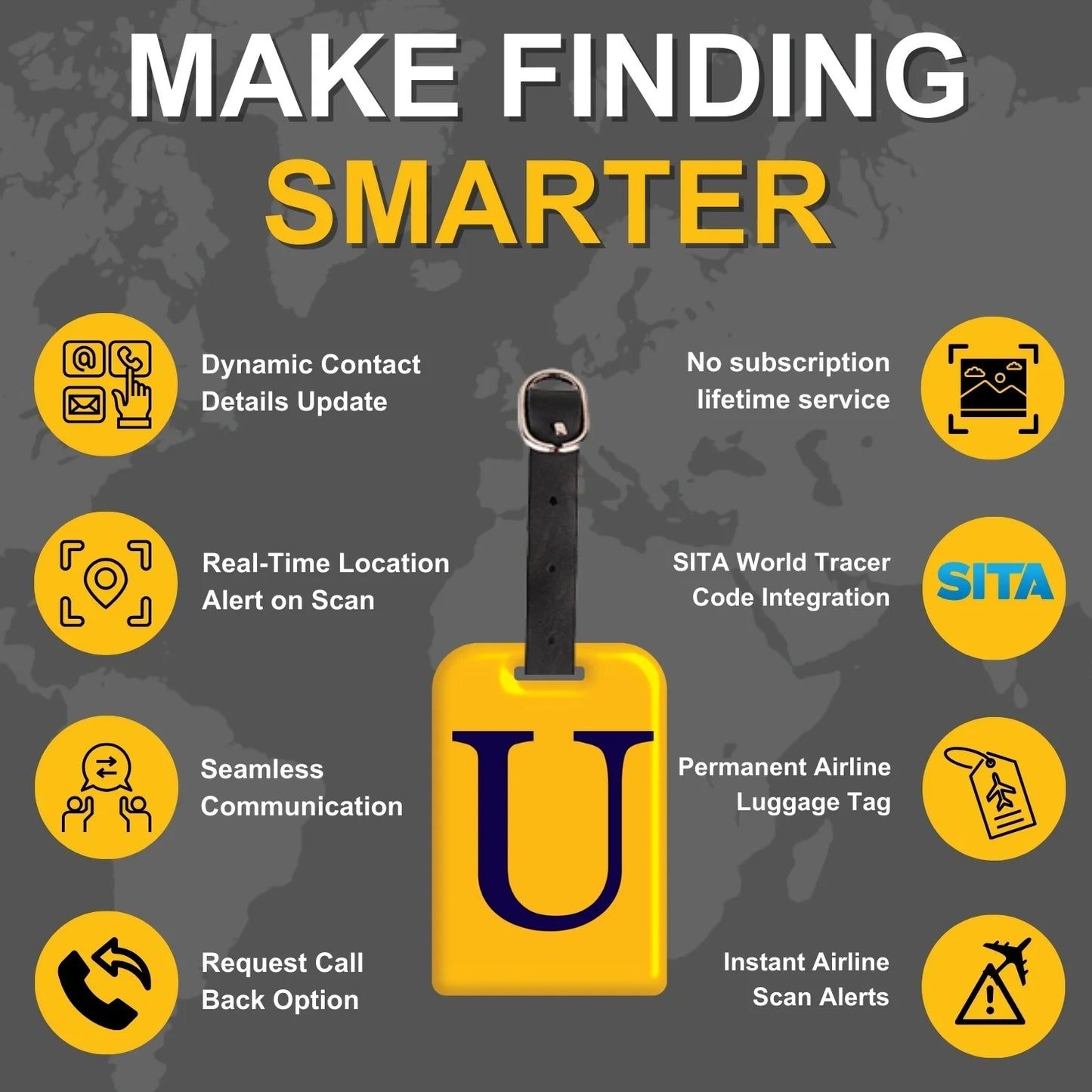 Initials Bag tag U  [pack 2]